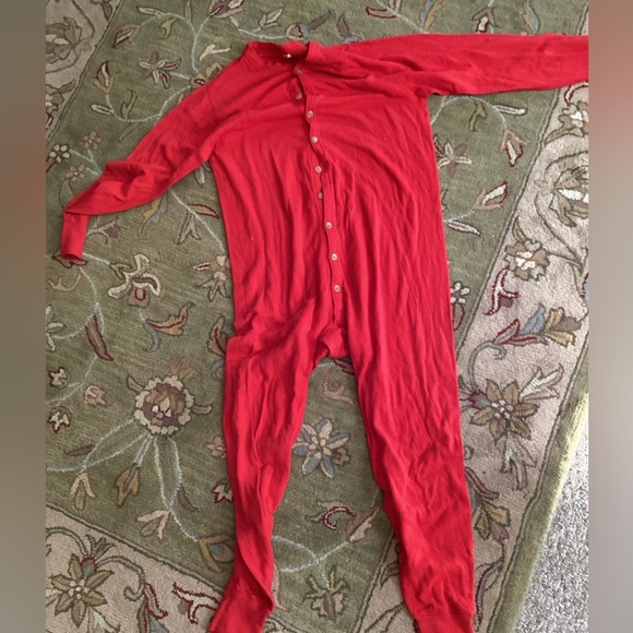 RED UNION SUIT DISTRESSED UNISEX VINTAGE Long Johns - Picture 3 of 16